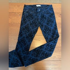 Free People velvet accented jeans pants size 25 skinny